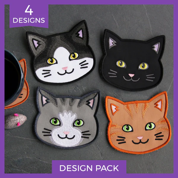A Cat Face Coasters (In-the-Hoop) Design Pack - Image 9