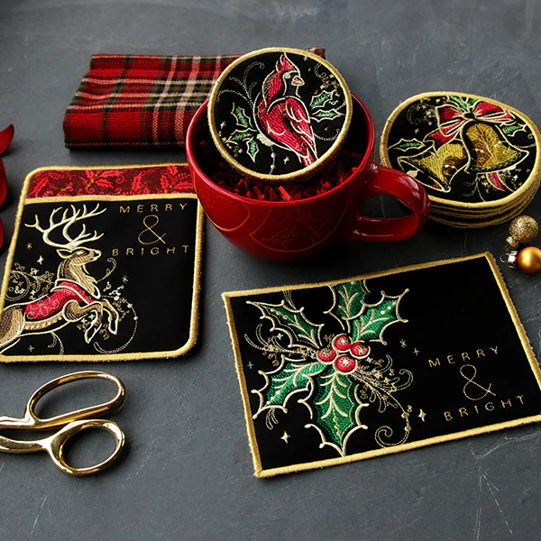 A Gilded Mirage Christmas Coasters (In-the-Hoop) Design Pack - Image 7