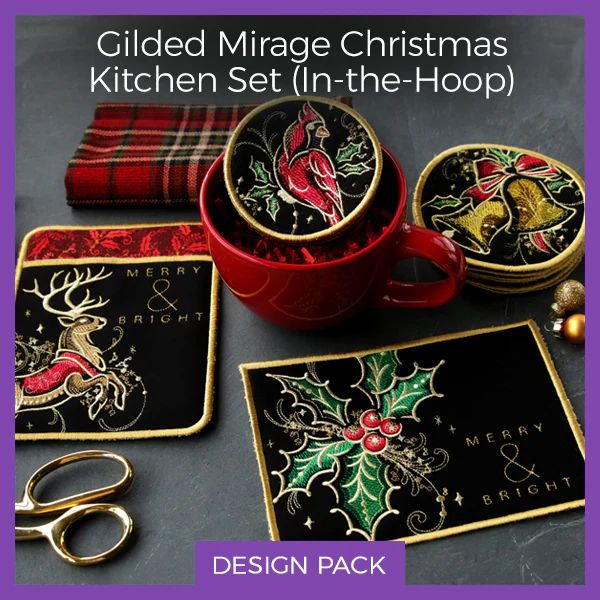 A Gilded Mirage Christmas Kitchen Set (In-the-Hoop) Design Pack - Image 9