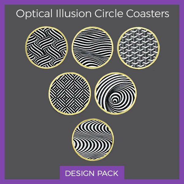 A Optical Illusion Circle Coaster (In-the- Hoop) Design Pack - Image 2