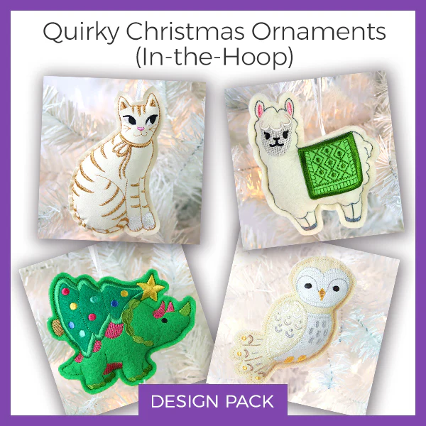 A Quirky Christmas Ornaments (In-the-Hoop) Design Pack