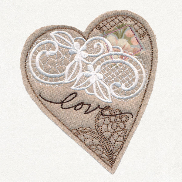 Antique Collage Heart (Applique) - Image 2