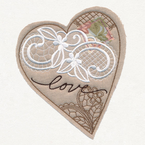 Antique Collage Heart (Applique) - Image 4