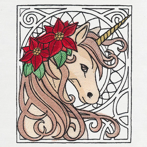 Art Nouveau Christmas - Unicorn - Image 2