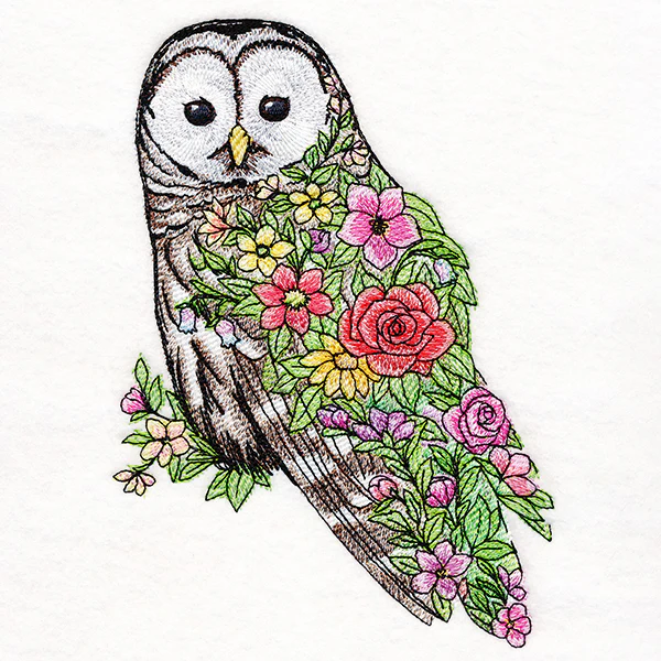 Barred Owl in Flowers - Image 2