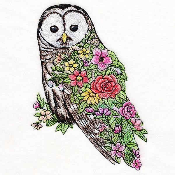 Barred Owl in Flowers - Image 3