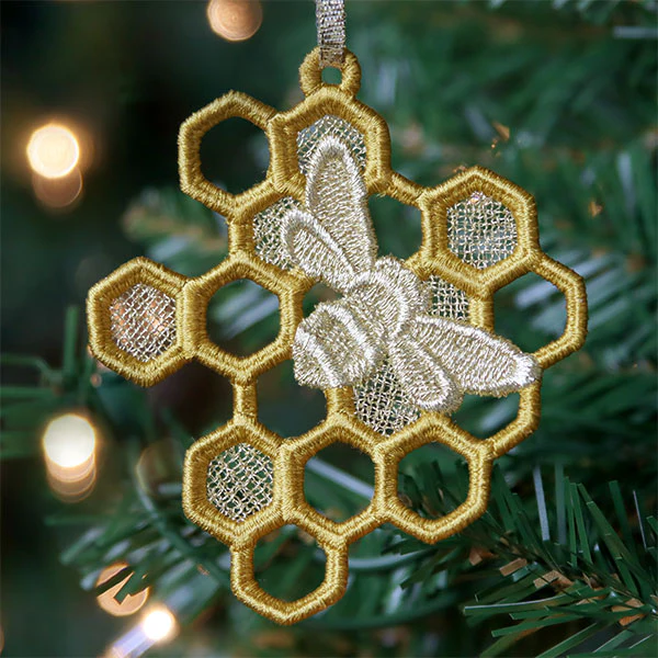 Bee Merry Honeycomb Ornament (Lace) - Image 2