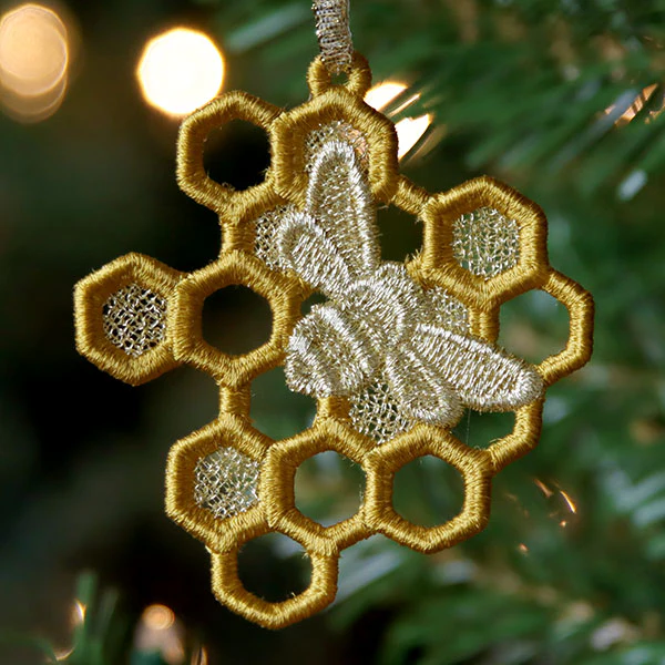 Bee Merry Honeycomb Ornament (Lace) - Image 3