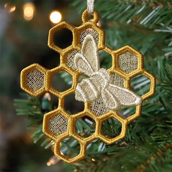 Bee Merry Honeycomb Ornament (Lace) - Image 4