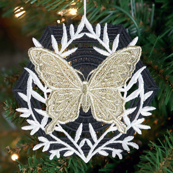 Butterfly & Fern Ornament (Lace) - Image 3