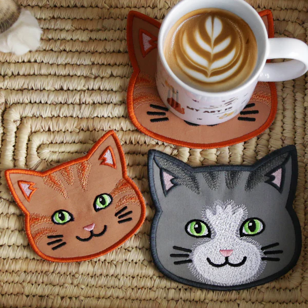 Cat Face Coasters - Gray Tabby (In-the-Hoop) - Image 10
