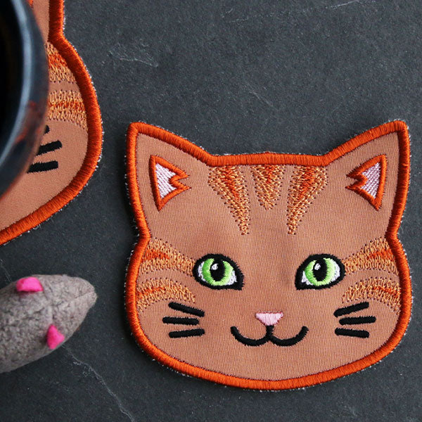 Cat Face Coasters - Orange Tabby (In-the-Hoop) - Image 11