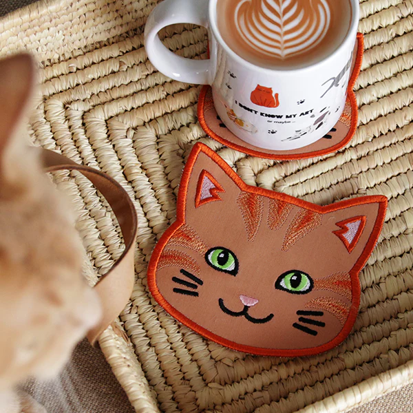 Cat Face Coasters - Orange Tabby (In-the-Hoop) - Image 6