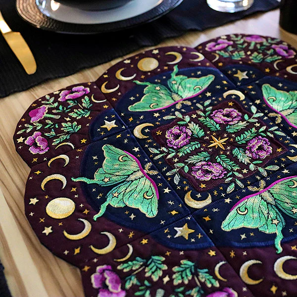 Celestial Botanical Luna Moth Table Center Set (Applique) - Image 12