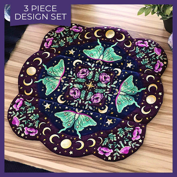 Celestial Botanical Luna Moth Table Center Set (Applique) - Image 22