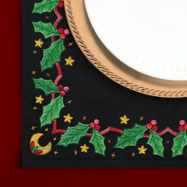 Celestial Christmas Poinsettia Kaleidoscope Border - Image 2