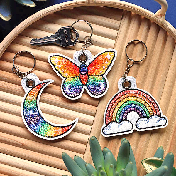 Celestial Rainbow Butterfly Keychain (In-the-Hoop) - Image 3