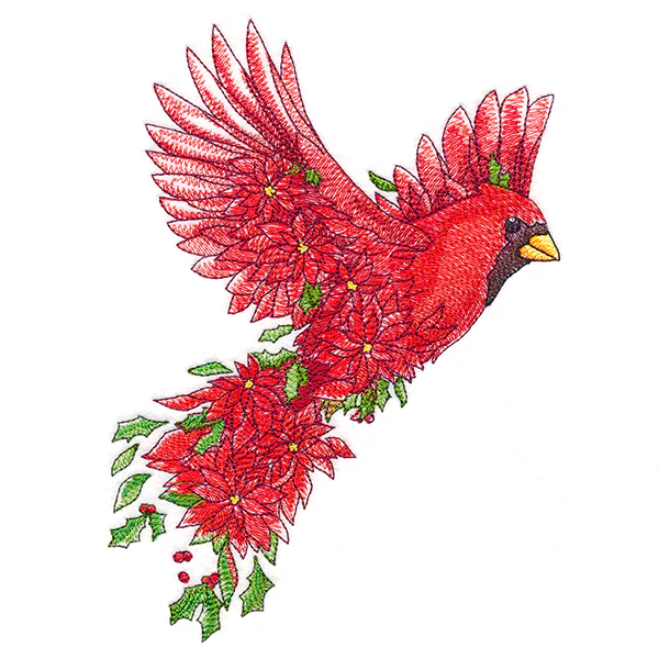Christmas Cardinal in Poinsettias - Image 10