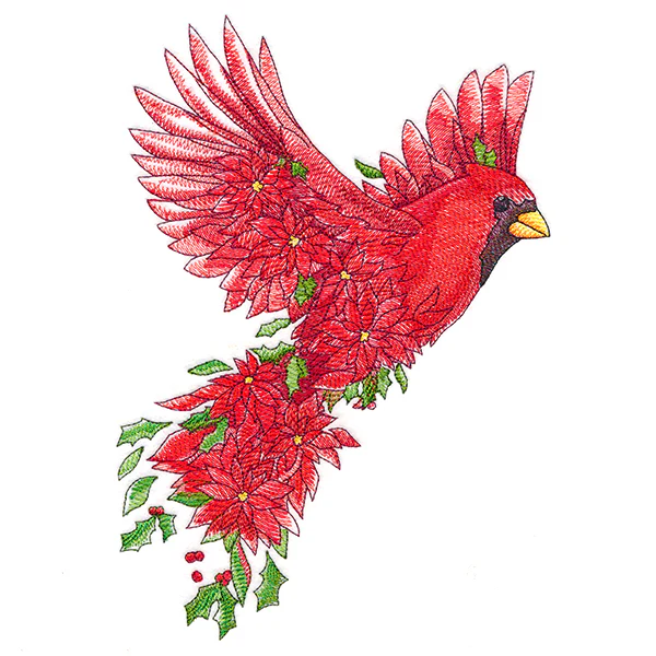 Christmas Cardinal in Poinsettias - Image 14