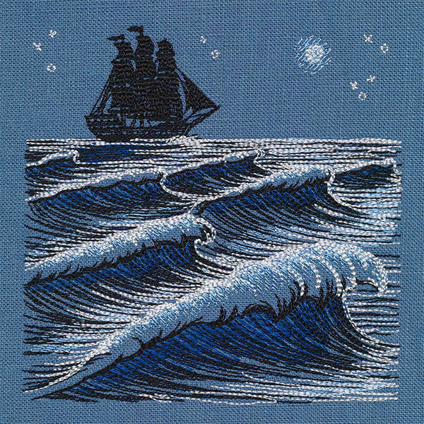 Clipper Ship at Midnight Ocean Scene - Image 7