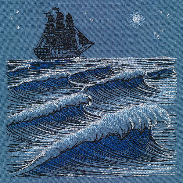 Clipper Ship at Midnight Ocean Scene - Image 9