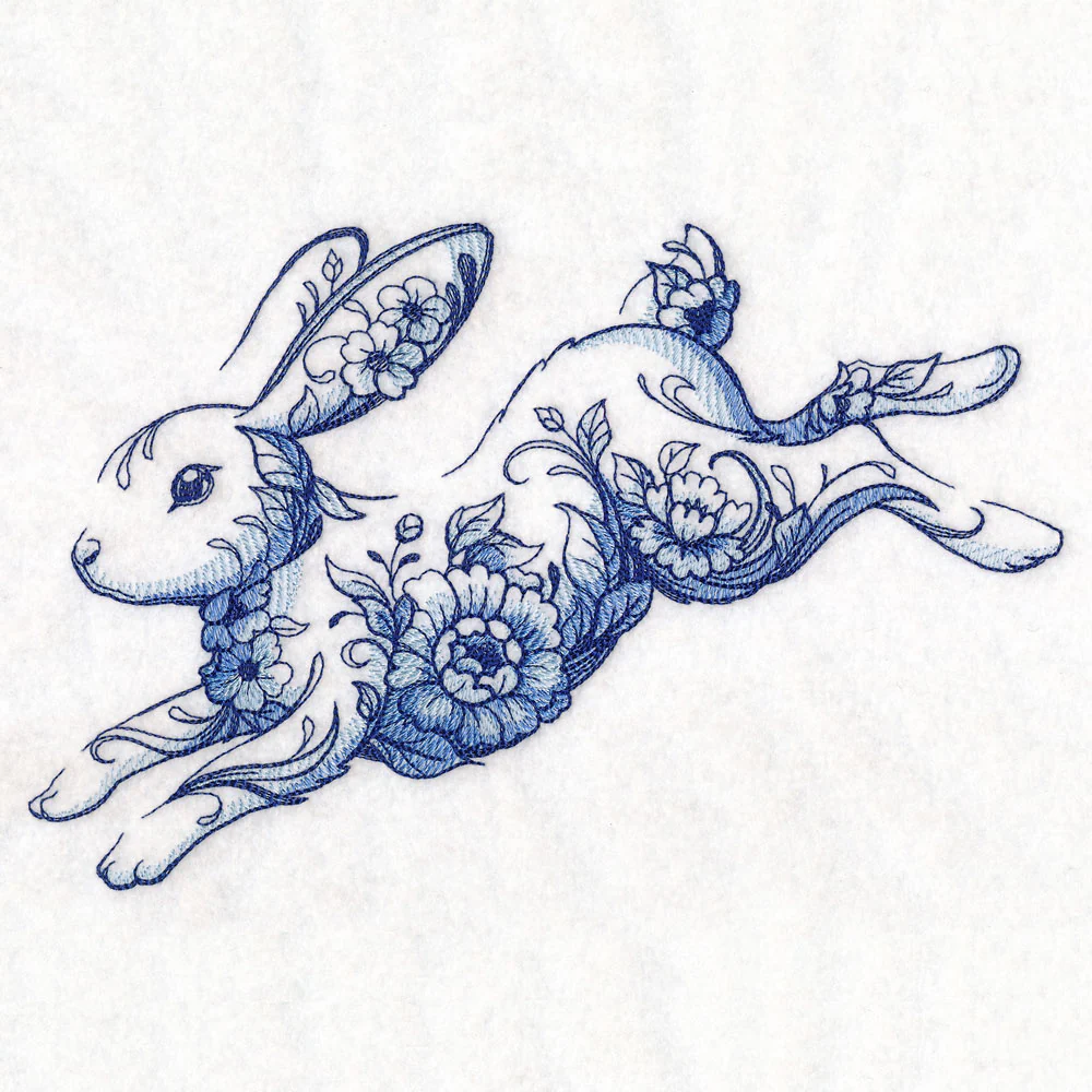 Delft Blue Floral Bunny - Image 3