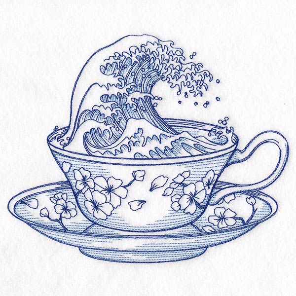Delft Blue Stormy Waves Teacup - Image 3