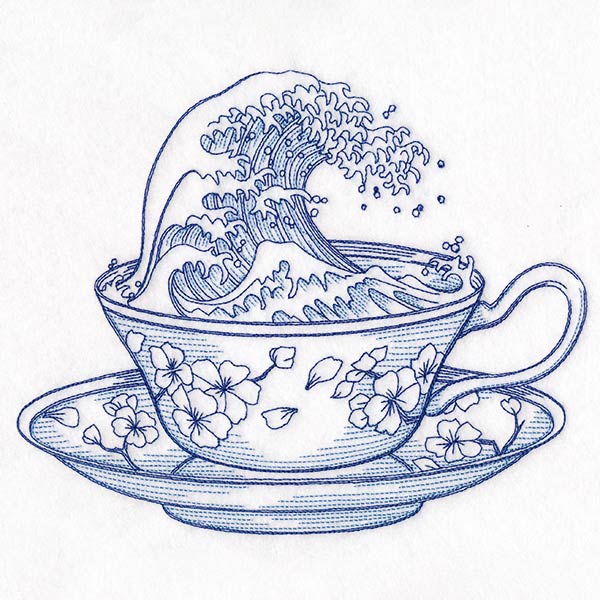 Delft Blue Stormy Waves Teacup - Image 9