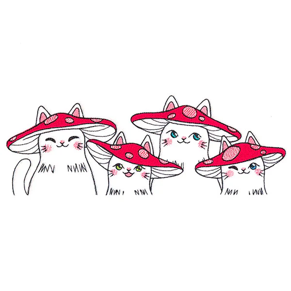 Delightful Mushroom Kitty Border - Image 3