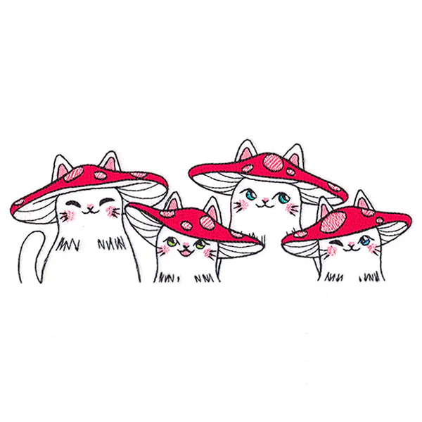 Delightful Mushroom Kitty Border - Image 5