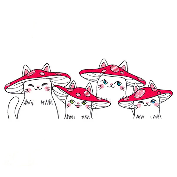 Delightful Mushroom Kitty Border - Image 9