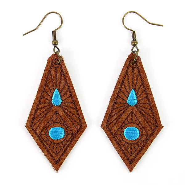Diamond in the Rough Leather Earrings (In-the-Hoop) - Image 2