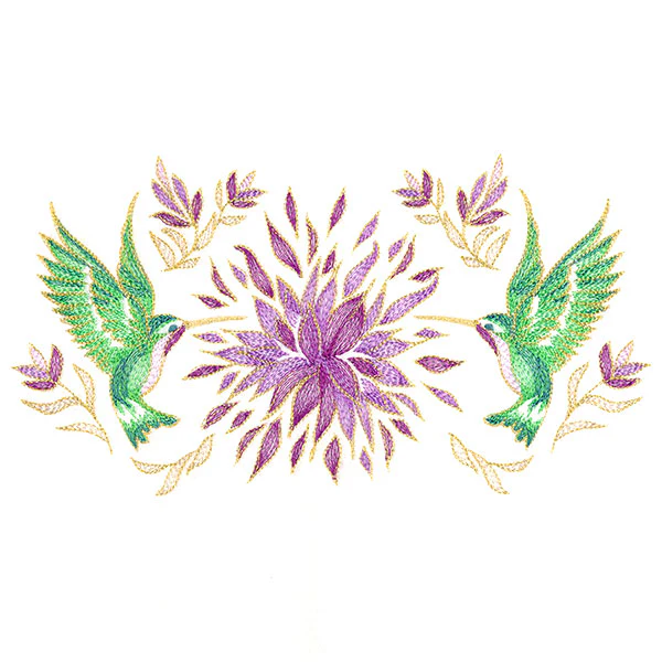 Elegant Hummingbirds and Blooms - Image 2
