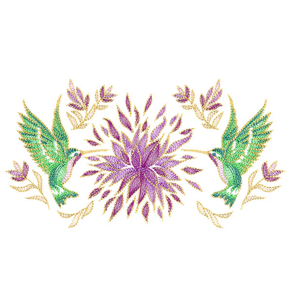 Elegant Hummingbirds and Blooms - Image 4