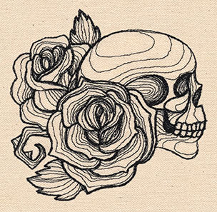 Engraved Skull and Roses - Image 3