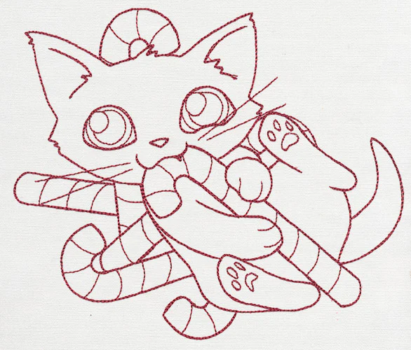 Feline Festive Outlines - Candy Cane Kitty - Image 2