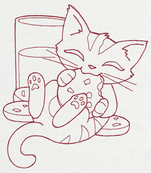 Feline Festive Outlines - Milk & Cookies Kitty - Image 2