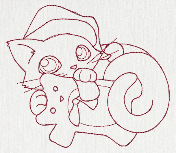 Feline Festive Outlines - Teddy Bear Kitty