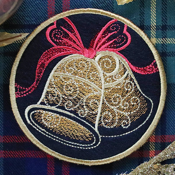 Festive Flair Coaster – Bells (In-the-Hoop) - Image 3