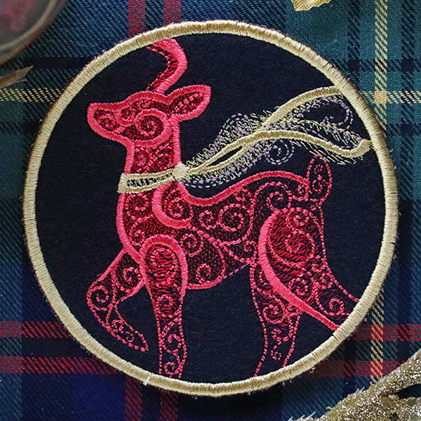 Festive Flair Coaster – Reindeer (In-the-Hoop) - Image 3