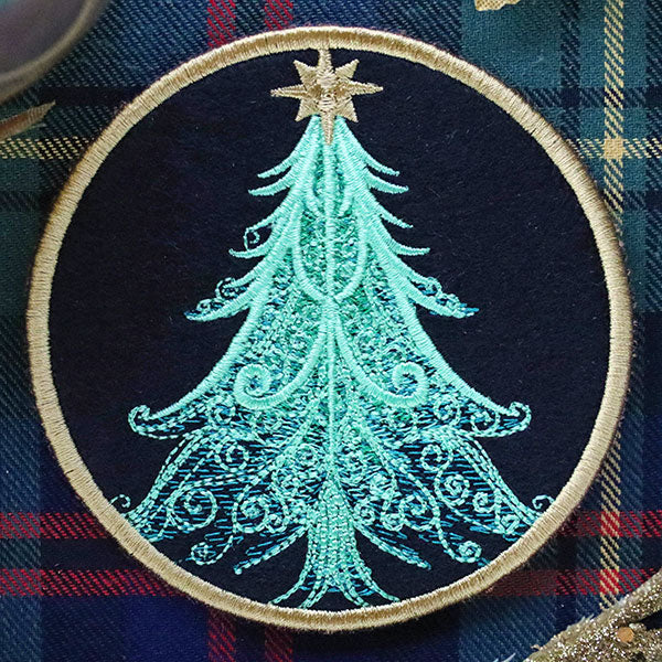 Festive Flair Coaster – Tree (In-the-Hoop) - Image 3