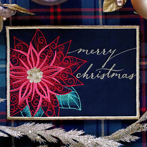 Festive Flair Mug Rug – Poinsettia (In-the-Hoop) - Image 3