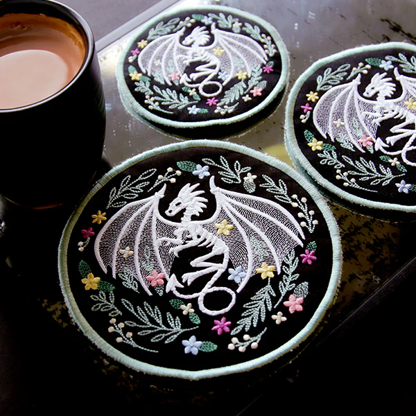 Floral Dragon Skeleton Trivet (In-the-Hoop) - Image 13
