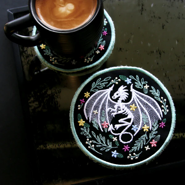 Floral Dragon Skeleton Trivet (In-the-Hoop) - Image 8