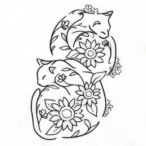 Floral Feline - Curled Up Kitties - Image 3