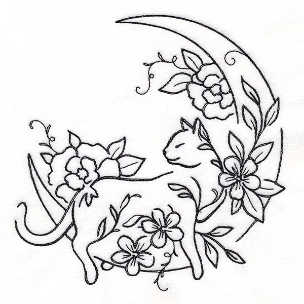 Floral Feline  - Moon Lounging Kitty - Image 3