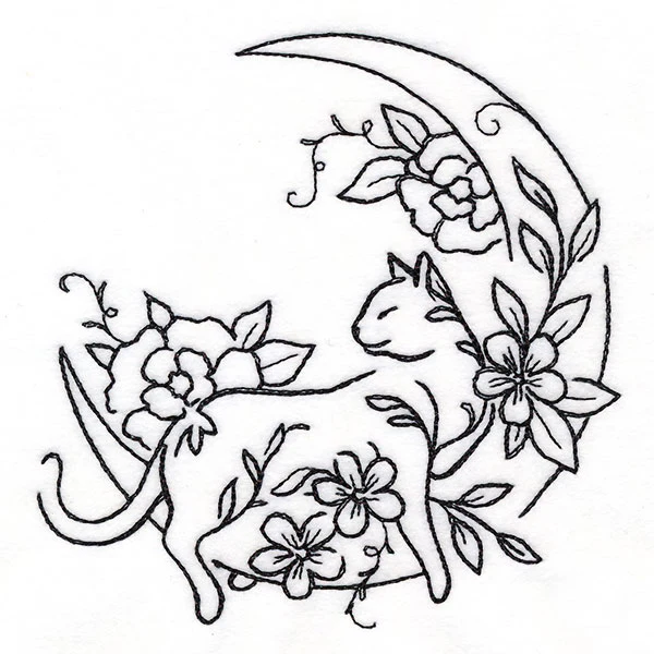 Floral Feline  - Moon Lounging Kitty - Image 5