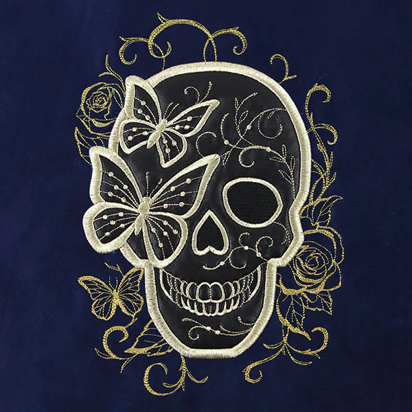 Flowers and Butterflies Skull (Batting Applique)