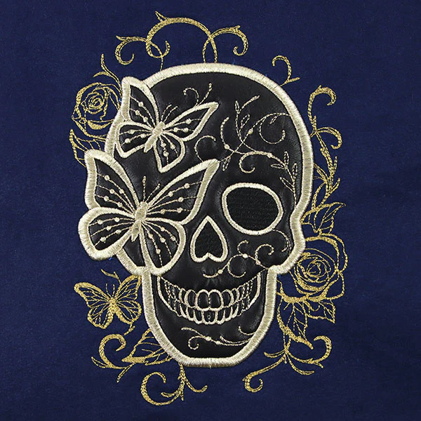 Flowers and Butterflies Skull (Batting Applique) - Image 4