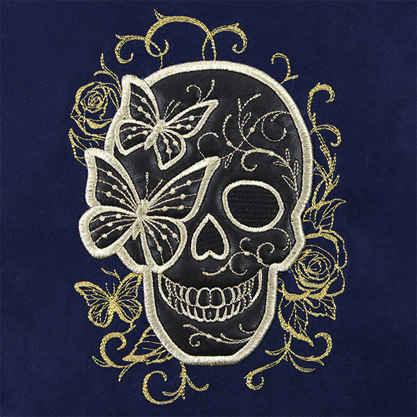 Flowers and Butterflies Skull (Batting Applique) - Image 5